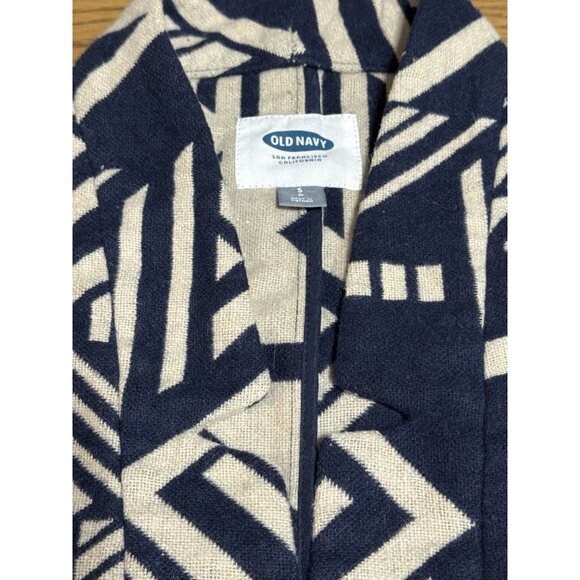Old Navy Women Long Jacket Open Front Aztec Southwestern Country Size Small Blue - Picture 7 of 14